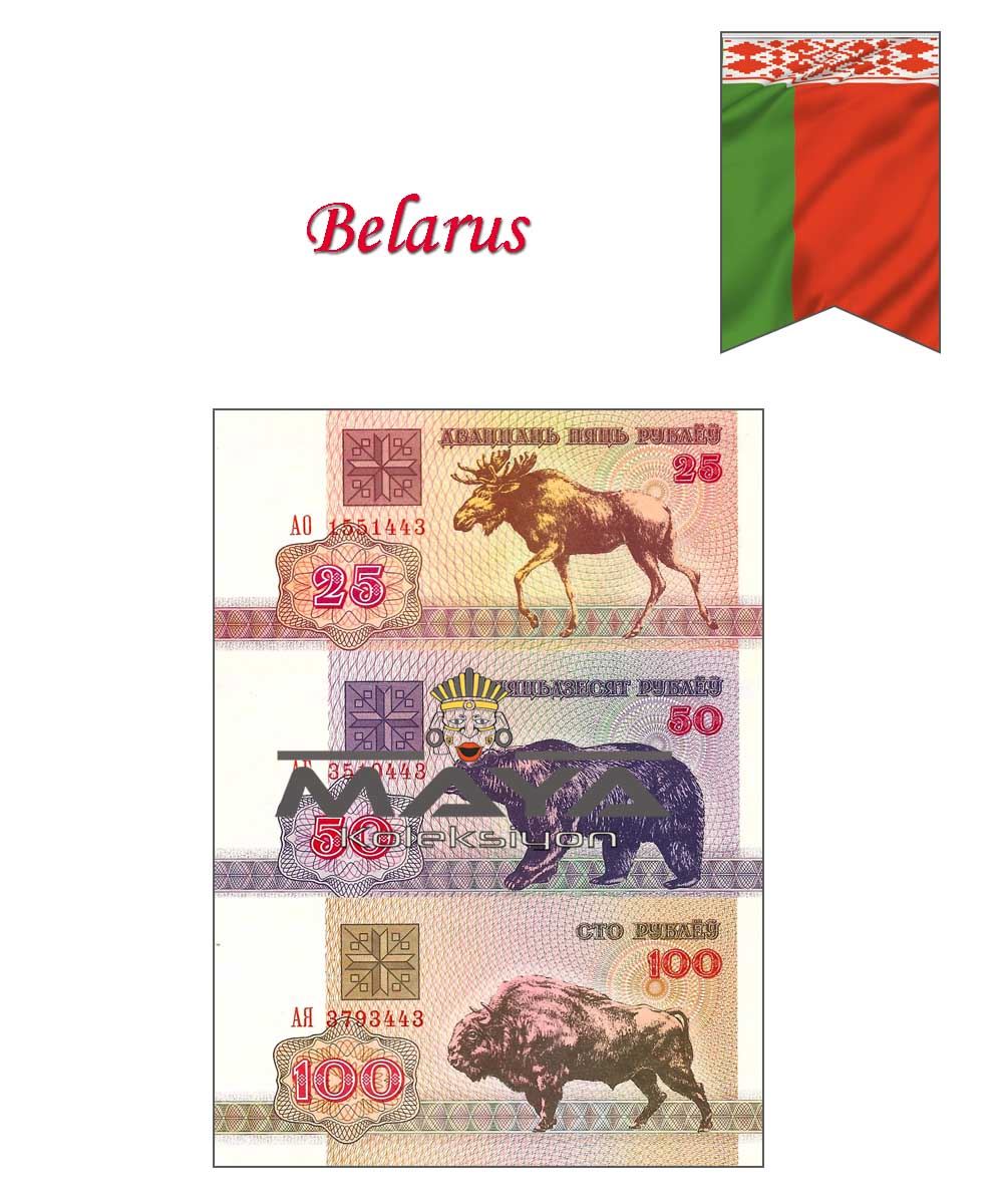 1992 Yılı Belarus 25-50-100 Ruble 