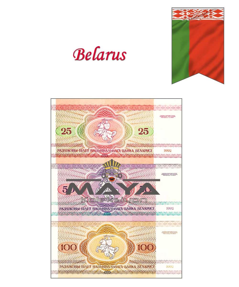 1992 Yılı Belarus 25-50-100 Ruble 