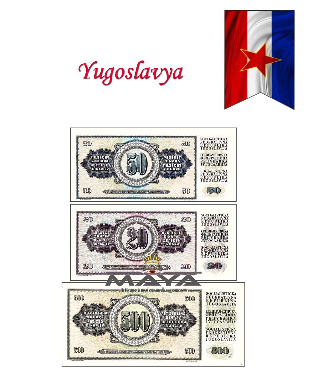 1978 Yılı Yugoslavya  20 - 50 - 500 Dinar