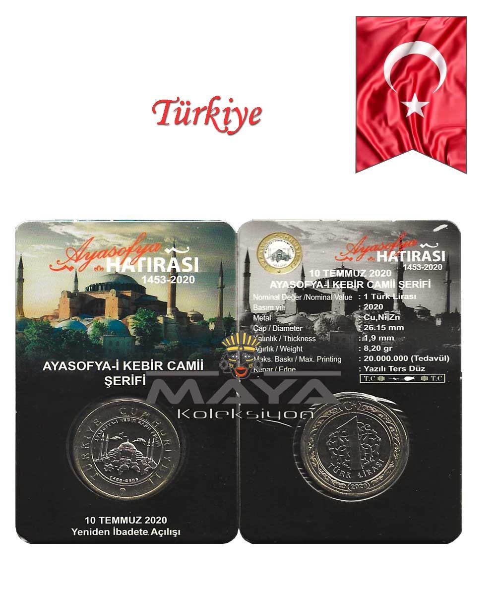2020 Yılı Ayasofya-ı Kebir Camii Hatıra 1 Türk Lirası