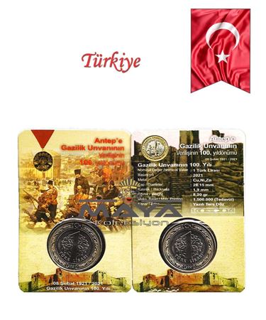 2021 Yılı Antep Gazilik Ünvanı 100. yılı 1 Türk Lirası
